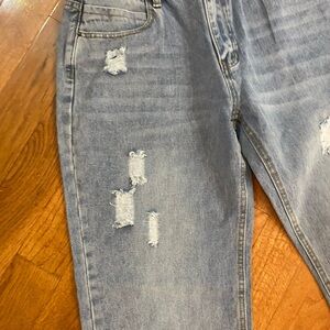 Women’s Distressed Light Blue Jeans SHEIN XL (14) Wide Leg